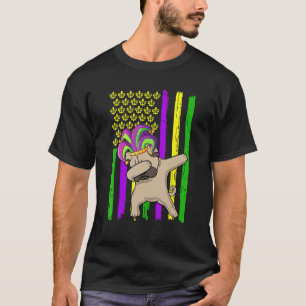 American Flag Mardi Gras Pug Dabbing Dog Parade Pu T-Shirt