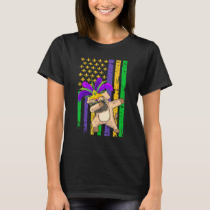 American Flag Mardi Gras Pug Dog Festival Puppy Lo T-Shirt