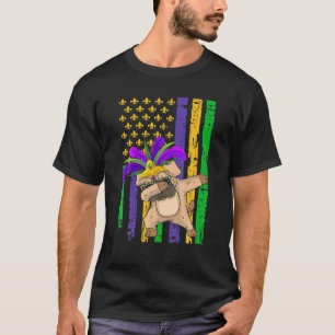 American Flag Mardi Gras Pug Dog Festival Puppy Lo T-Shirt