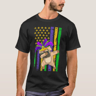 American Flag Mardi Gras pug Dog Festival Puppy T-Shirt