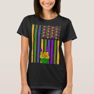 American Flag Mardi Gras Rocker Rock Hand sign Car T-Shirt