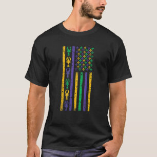 American Flag Mardi GrasMardi Gras Crawfish Outfit T-Shirt