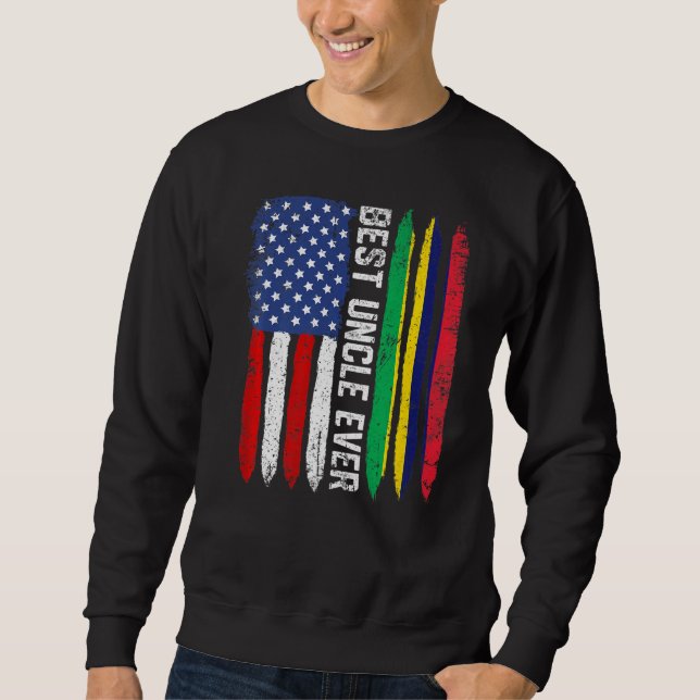 American Flag & Mauritius Flag Best Uncle Ever Fam Sweatshirt (Front)