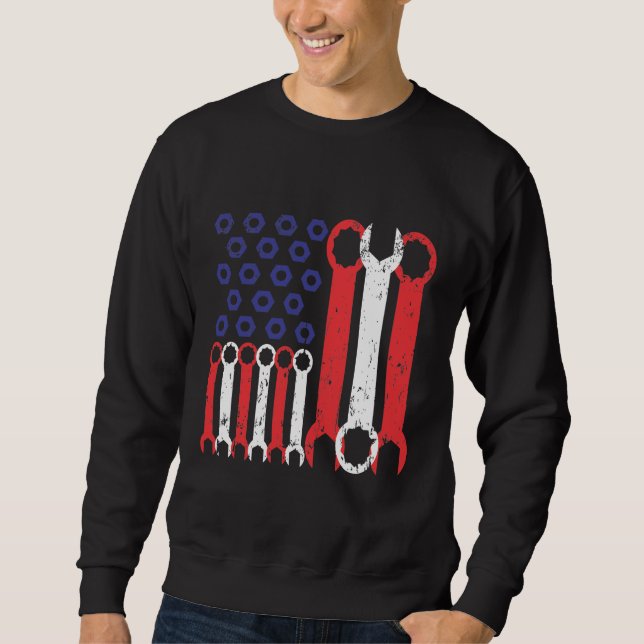 American Flag Mechanic Tools USA Love Craftsman Sweatshirt (Front)