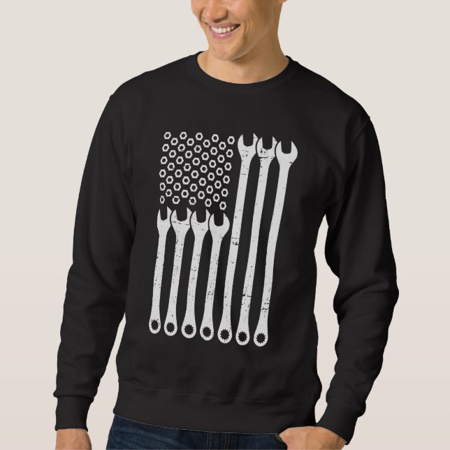 American Flag  Mechanics  Repairmen Wrenchs Sweatshirt (Front)