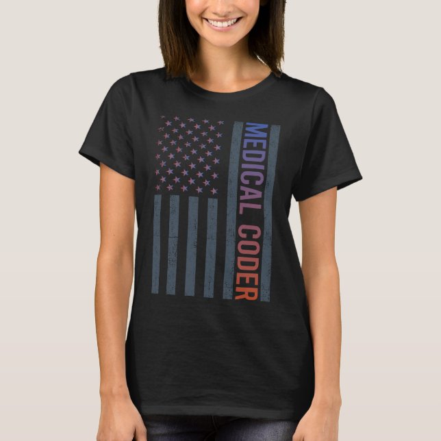 American Flag - Medical Coder T-Shirt (Front)