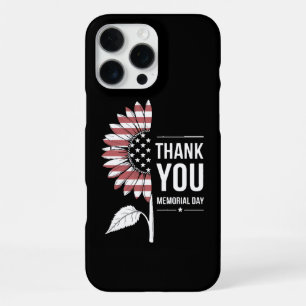 American Flag Memorial Day Sunflower USA iPhone 16 Pro Max Case