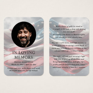 American Flag Memorial Photo Prayer Cards