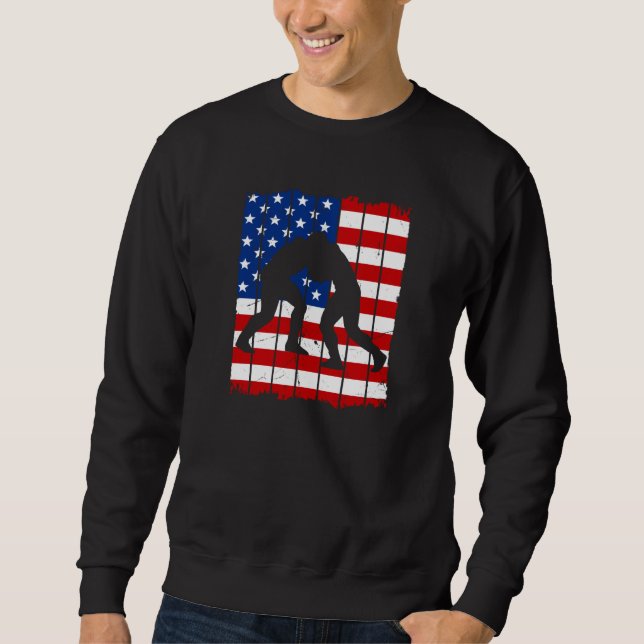 American Flag Men Wrestling Sweatshirt (Front)