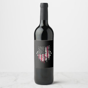 American Flag Mens USA Toddler American Flag 4th o Wine Label