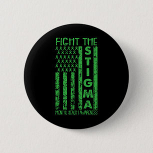 American Flag Mental Health Awareness Green Ribbon 6 Cm Round Badge