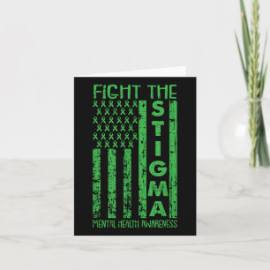 American Flag Mental Health Awareness Green Ribbon Card