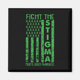 American Flag Mental Health Awareness Green Ribbon Magnet