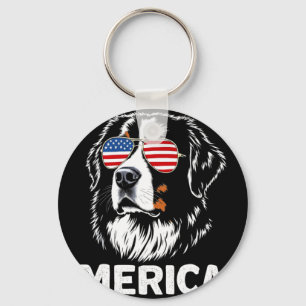 American flag merica bernese mountain 4th of july key ring