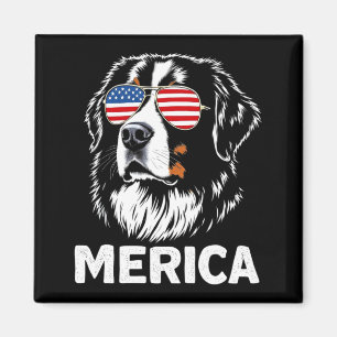 American flag merica bernese mountain 4th of july magnet