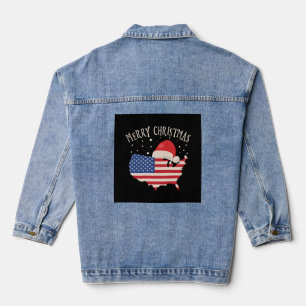 American flag Merry Christmas design Denim Jacket