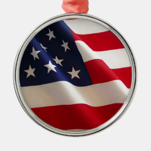American Flag Metal Ornament