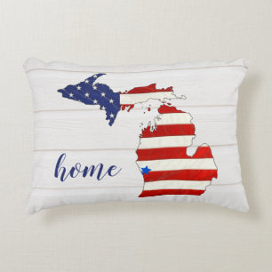American Flag Michigan  Accent Pillow