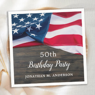 American Flag Military Birthday Party Patriotic  Napkin