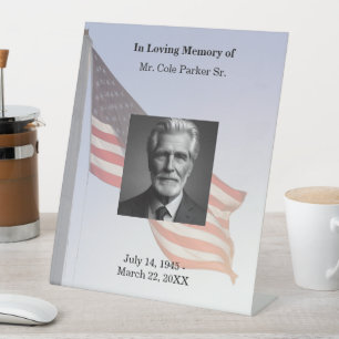  American Flag Military Elegant Funeral Memorial  Pedestal Sign