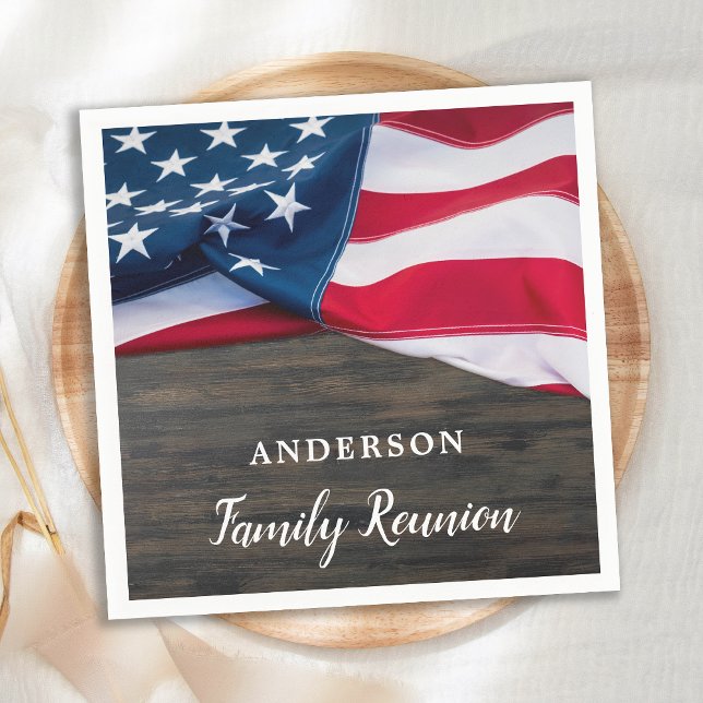 American Flag Military Family Reunion Patriotic  Napkin (Creator Uploaded)