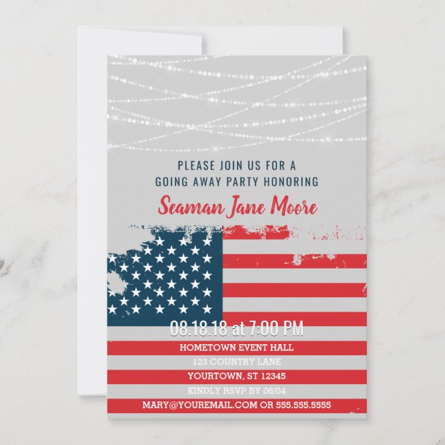 American Flag Military Going Away Party Invitation (Front)