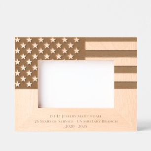 American Flag Military Retirement Etched Frames
