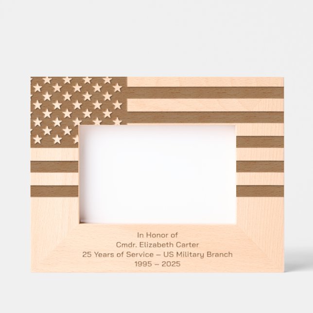 American Flag Military Retirement Etched Frames