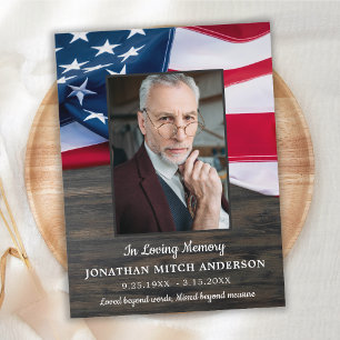 American Flag Military Veteran Celebration Of Life Invitation Postcard