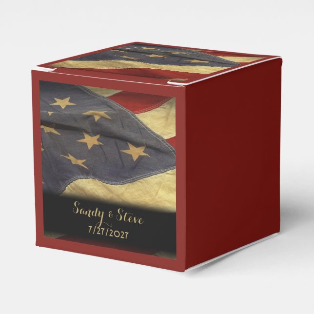American Flag Military Wedding Favour Box (Front Side)