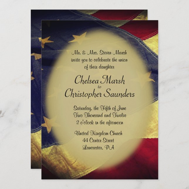 American Flag Military Wedding Invitation (Front/Back)