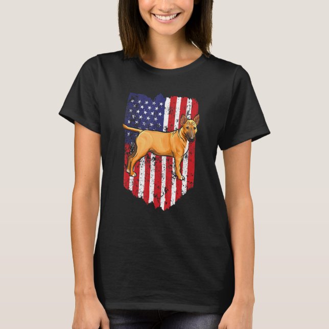 American Flag Miniature Bull Terrier 4th Of July U T-Shirt (Front)