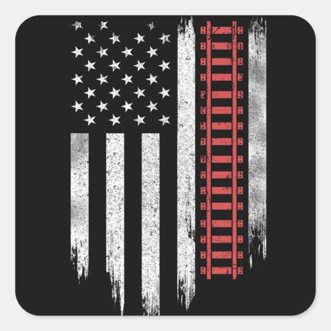 American Flag Model Train Railroad Square Sticker (Front)