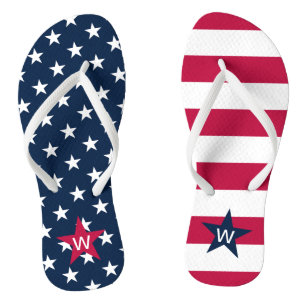 American Flag Monogrammed Stars Stripes Thongs