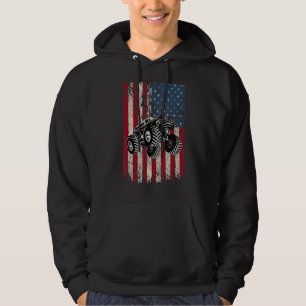 American Flag Monster Truck Racing Us Monster Truc Hoodie