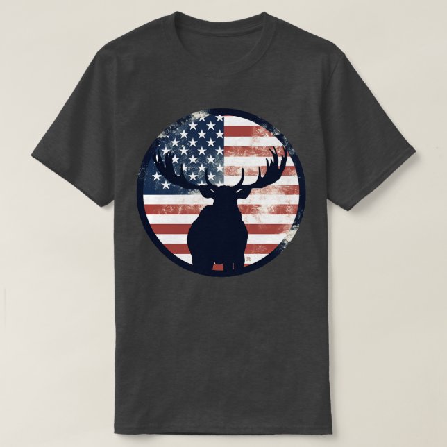 American Flag Moose 1 T-Shirt (Design Front)