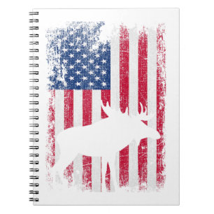 American Flag Moose Animals Vintage 4th Of July Fa Notebook