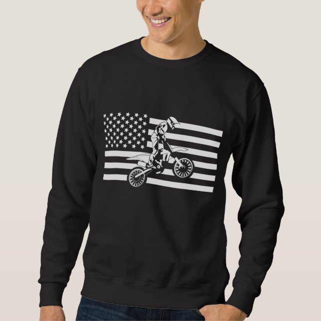 American Flag Motocross Apparel - Motocross Dirt B Sweatshirt (Front)