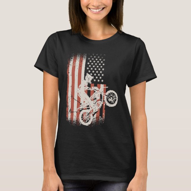 American Flag Motocross Enduro Motocross T-Shirt (Front)