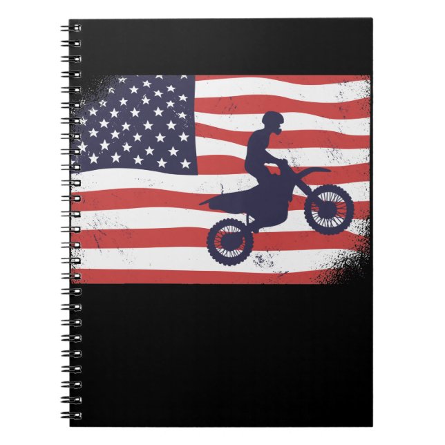 American flag Motocross Notebook (Front)