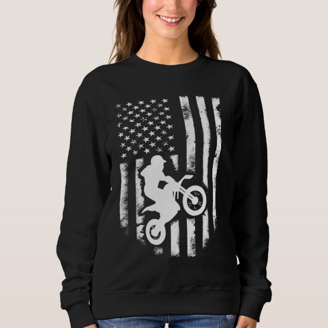 American Flag Motorcross Braap Dirt Bike Off Road  Sweatshirt (Front)