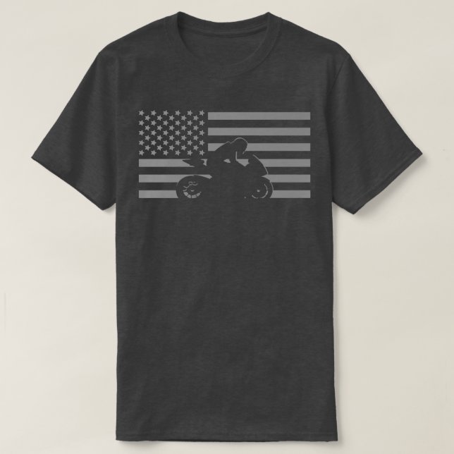 American Flag Motorcycle Apparel - Biker Motorcycl T-Shirt (Design Front)