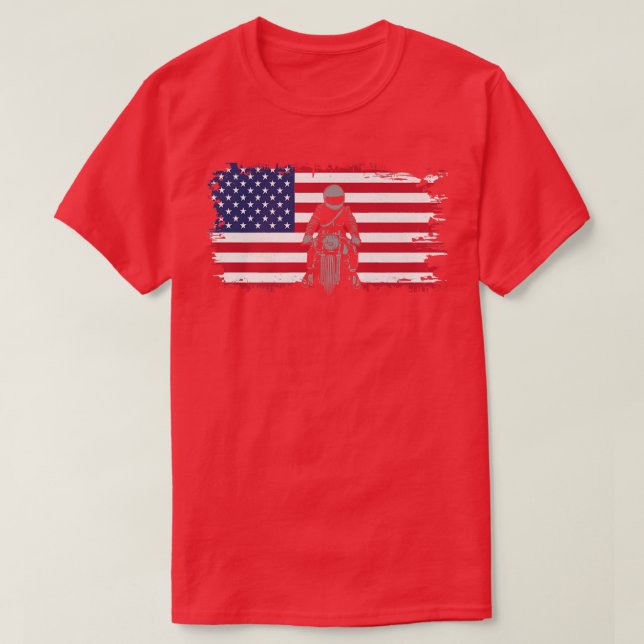 American Flag Motorcycle Apparel - Biker Motorcycl T-Shirt (Design Front)