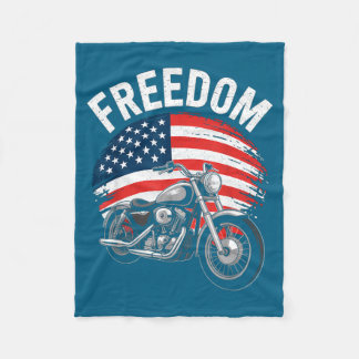 American Flag Motorcycle  Fleece Blanket