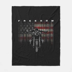 American Flag Motorcycle Freedom Fleece Blanket