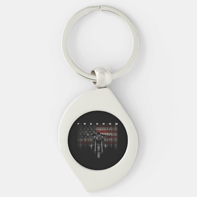 American Flag Motorcycle Freedom Key Ring (Front)