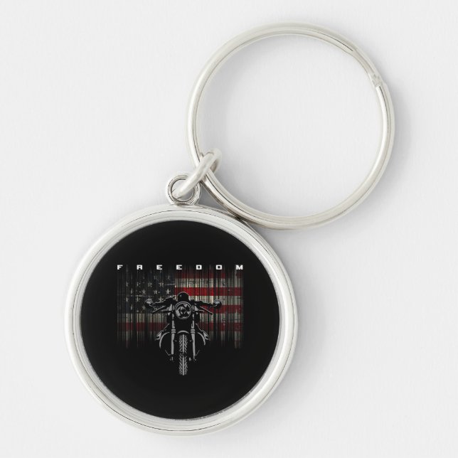 American Flag Motorcycle Freedom Key Ring (Front)