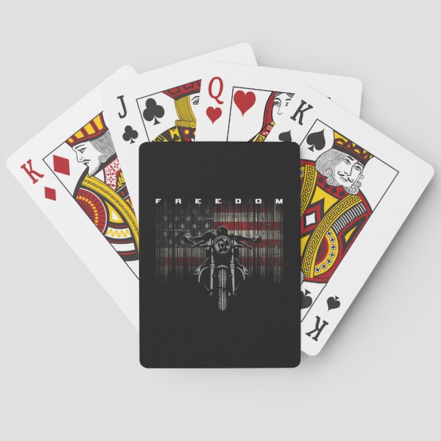 American Flag Motorcycle Freedom Playing Cards (Back)