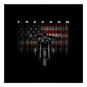 American Flag Motorcycle Freedom Poster