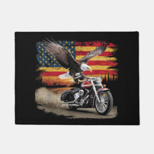 American Flag Motorcycle Tshirt USA Flag Biker Ret Doormat